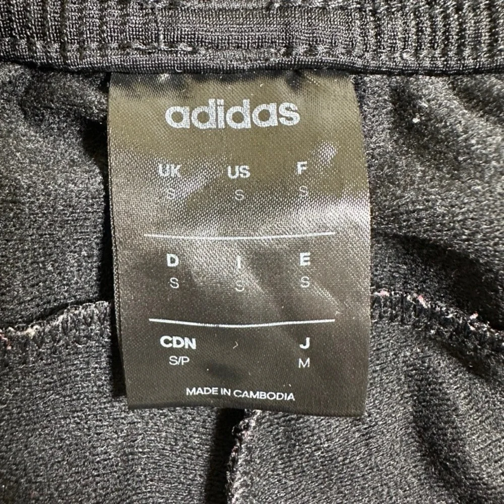 Adidas Mens Black White 3-Stripe Track Pants Zipper Pockets Small